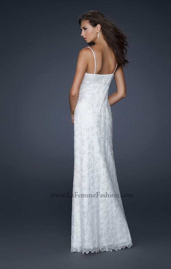Picture of: Spaghetti Strap Embellished Lace Long Prom Dress in White, Style: 17699, Back Picture