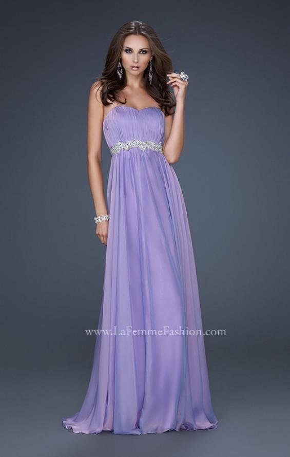 Picture of: Empire Waist Chiffon Prom Gown with Embellished Belt in Purple, Style: 17739, Detail Picture 1