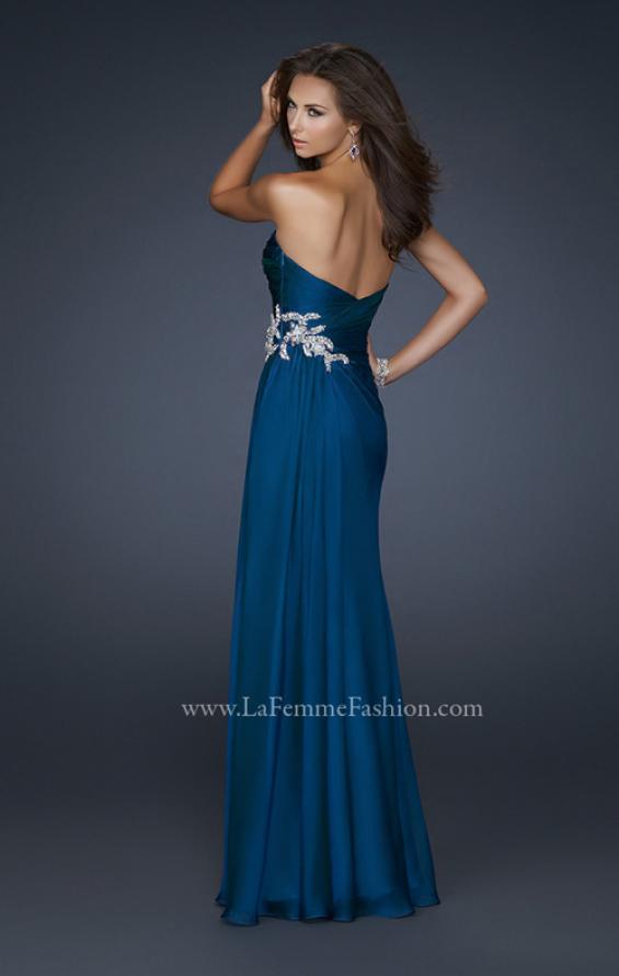 Picture of: Chiffon Prom Dress with Sweetheart Neckline and Pleats in Blue, Style: 17740, Back Picture