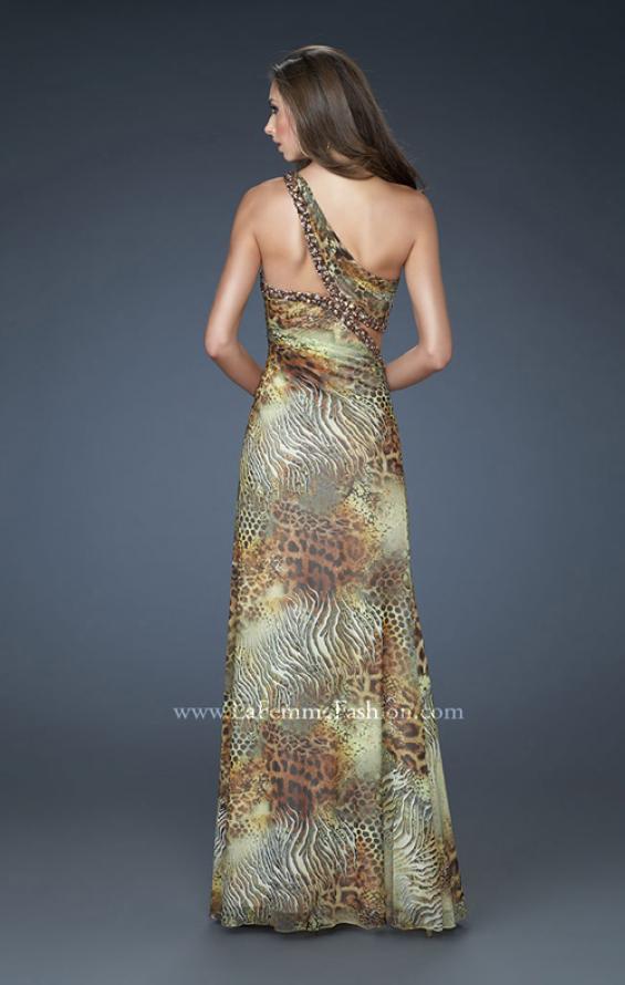Picture of: Sexy One Shoulder Animal Print Net Dress with Beading in Print, Style: 18090, Back Picture