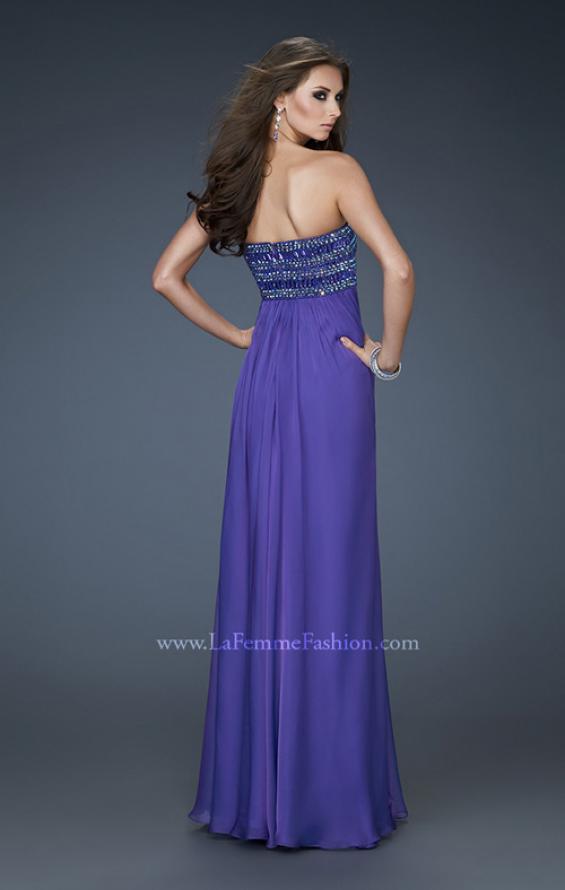 Picture of: Embellished Chiffon Prom Gown with Intricate Beading in Purple, Style: 18216, Back Picture