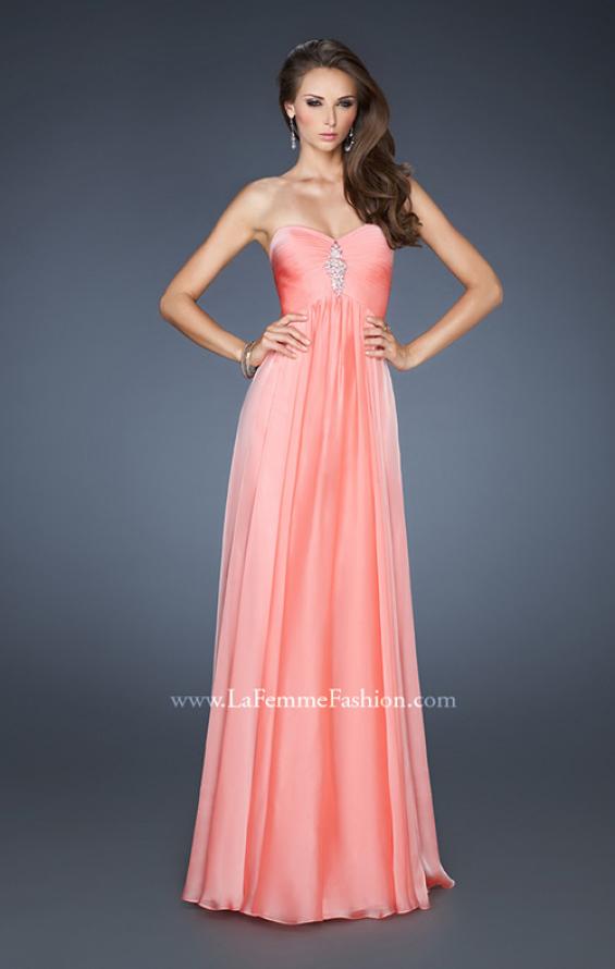 Picture of: Chiffon Gown with Sweetheart Neckline and Beading in Orange, Style: 18219, Detail Picture 1