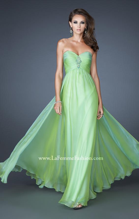 Picture of: Chiffon Gown with Sweetheart Neckline and Beading in Green, Style: 18219, Detail Picture 2