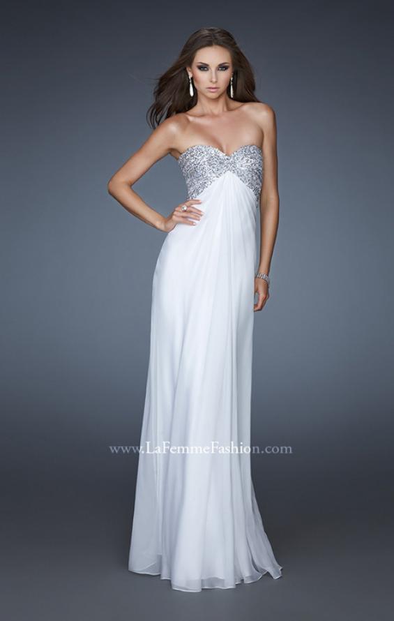 Picture of: Sequined Bodice Prom Dress with Cut Out Back in White, Style: 18313, Main Picture