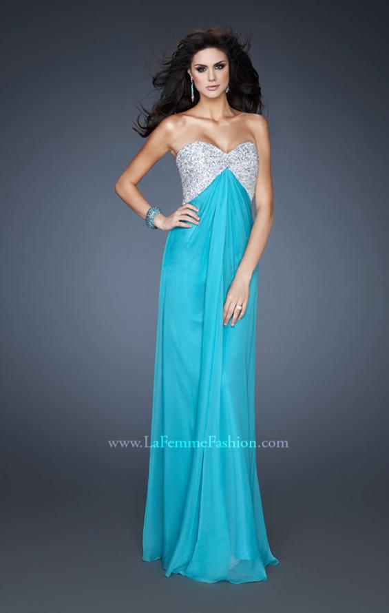 Picture of: Sequined Bodice Prom Dress with Cut Out Back in Blue, Style: 18313, Detail Picture 1