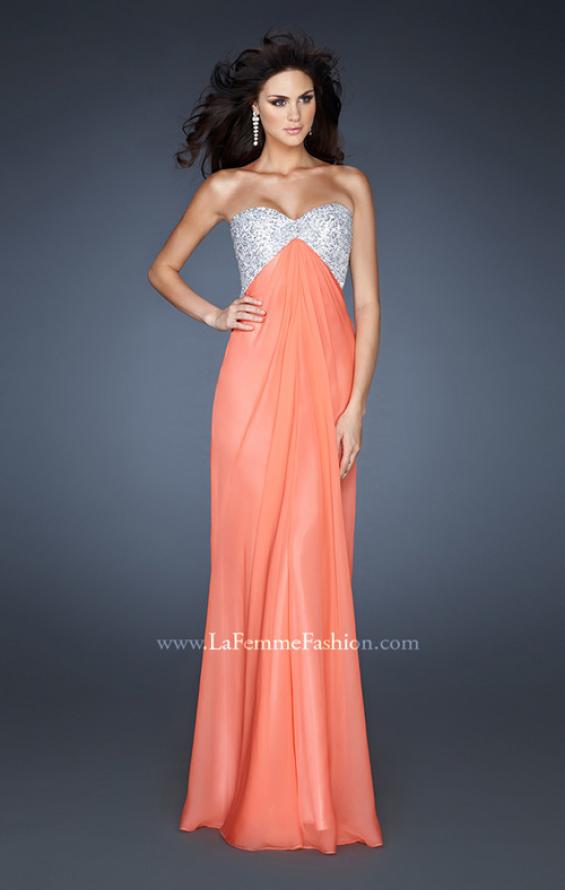 Picture of: Sequined Bodice Prom Dress with Cut Out Back in Orange, Style: 18313, Detail Picture 3