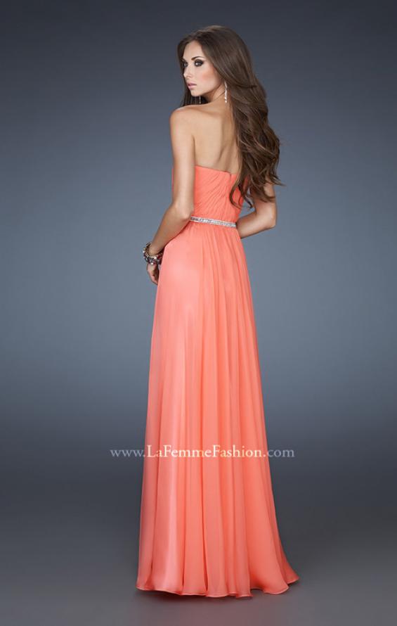 Picture of: Simple Strapless Chiffon Dress with Beaded Waist in Orange, Style: 18332, Back Picture