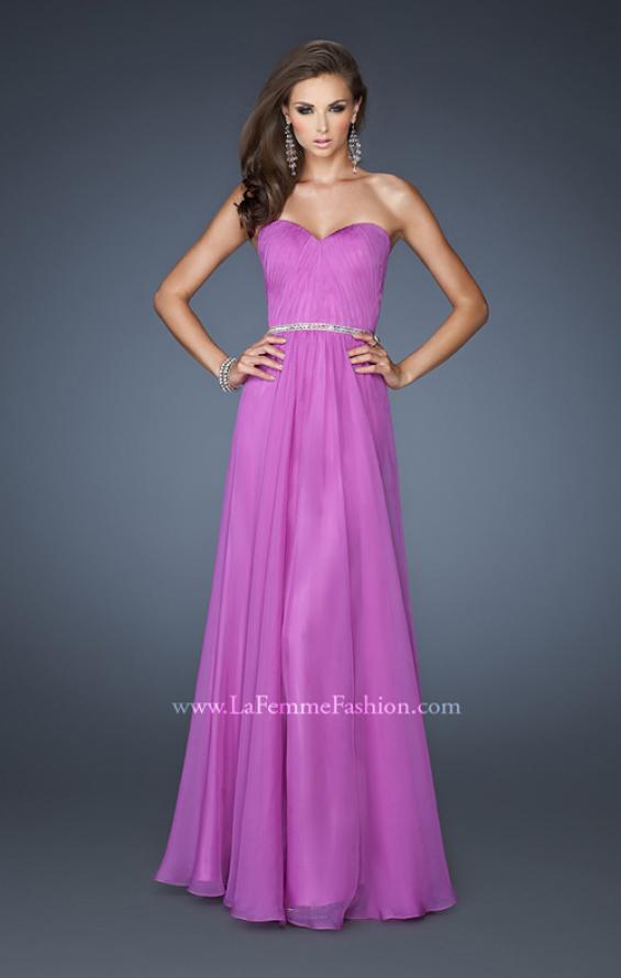 Picture of: Simple Strapless Chiffon Dress with Beaded Waist in Purple, Style: 18332, Detail Picture 2