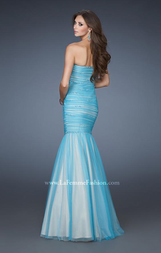 Picture of: Trumpet Style Prom Dress with Rhinestone Bodice in Blue, Style: 18372, Back Picture