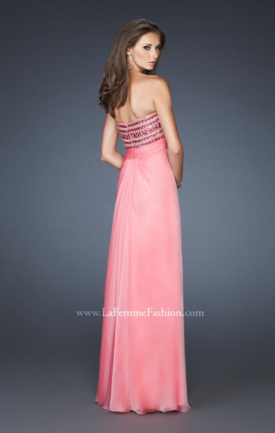Picture of: A-line Beaded One Shoulder Prom Dress with Ruching in Pink, Style: 18379, Back Picture