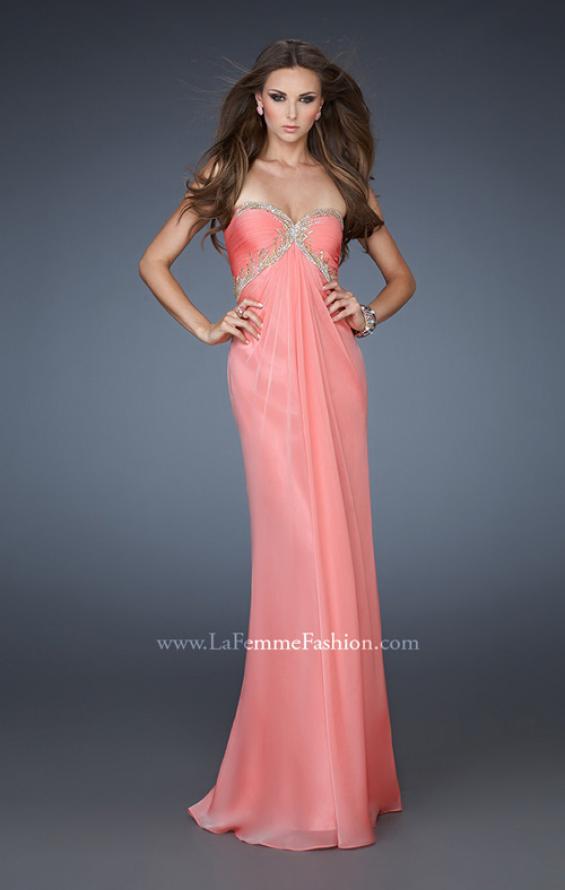 Picture of: Empire Waist Prom Dress with Sequin Design and Cut Outs in Orange, Style: 18390, Main Picture