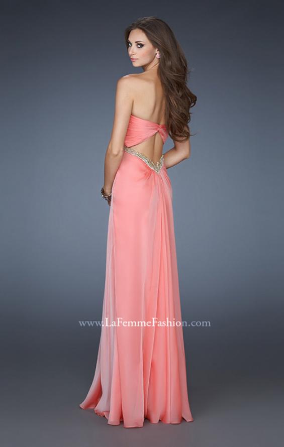 Picture of: Empire Waist Prom Dress with Sequin Design and Cut Outs in Orange, Style: 18390, Back Picture
