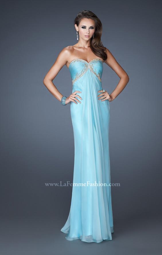 Picture of: Empire Waist Prom Dress with Sequin Design and Cut Outs in Blue, Style: 18390, Detail Picture 1