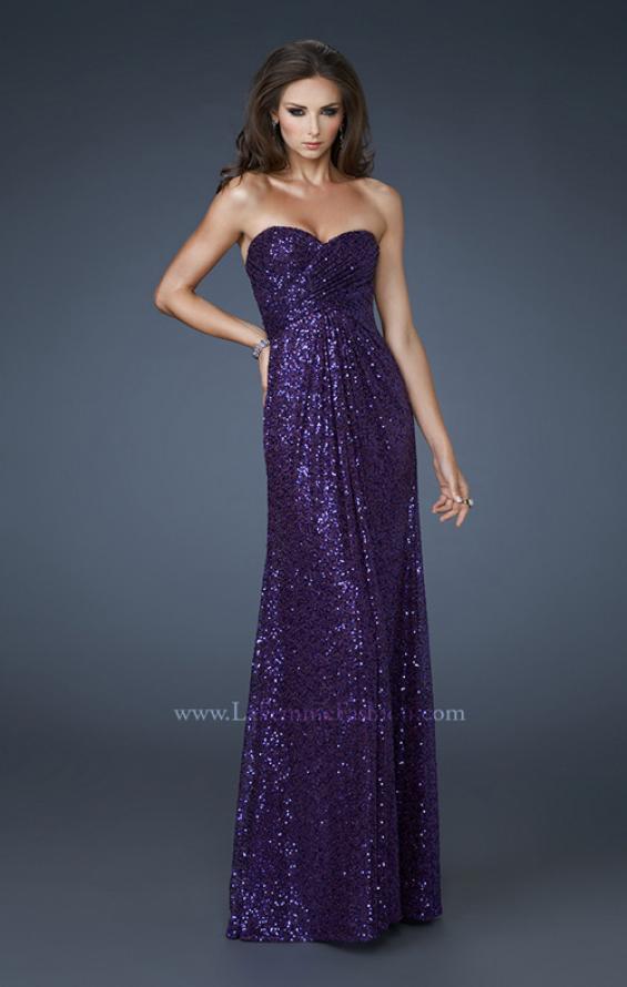 Picture of: Sequin Prom Gown Gathered Sweetheart Neckline in Purple, Style: 18414, Detail Picture 2