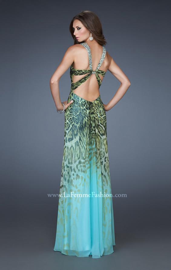 Picture of: Chiffon Dress with Ombre Animal Print and Strappy Back in Print, Style: 18436, Back Picture