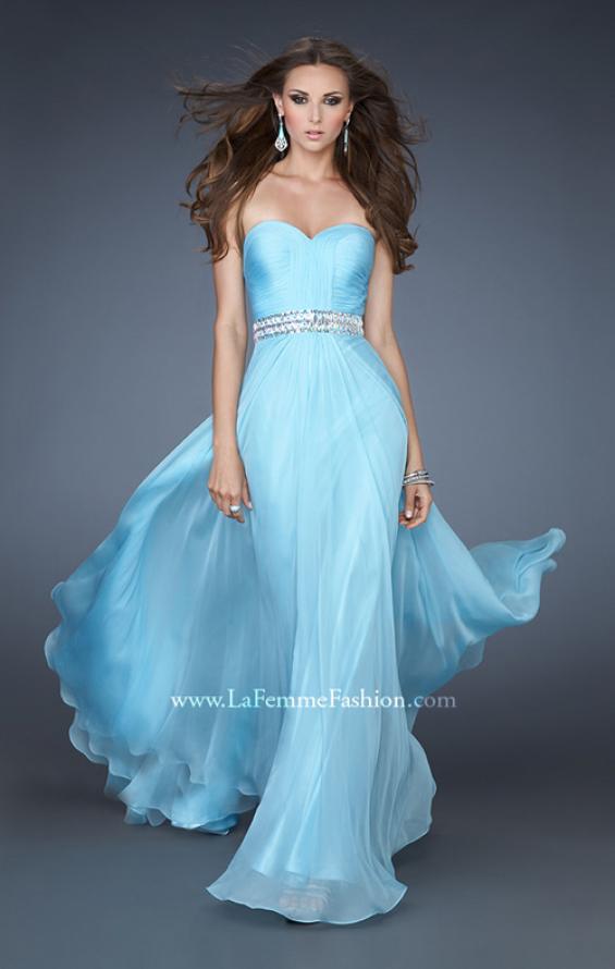 Picture of: Sweetheart Neckline Chiffon Gown with Rhinestone Belt in Blue, Style: 18471, Main Picture
