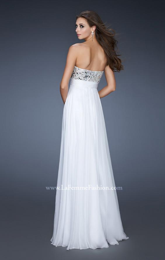 Picture of: Empire Waist Chiffon Prom Dress with Embellished Bodice in White, Style: 18561, Back Picture