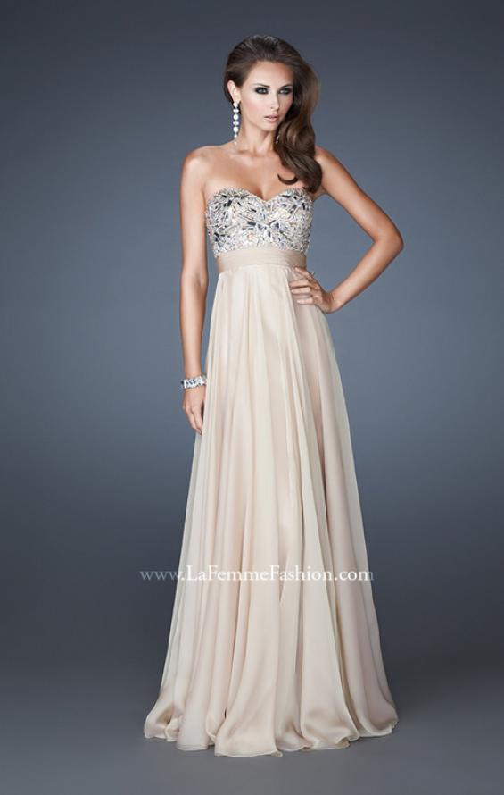 Picture of: Empire Waist Chiffon Prom Dress with Embellished Bodice in Nude, Style: 18561, Detail Picture 3