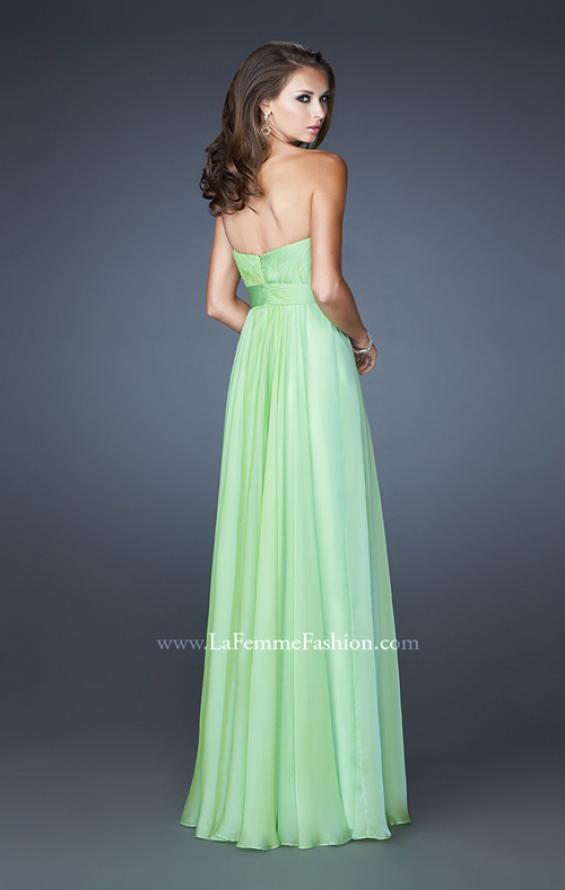 Picture of: Long Chiffon Prom Dress with Center Front Ruching in Green, Style: 18563, Detail Picture 3