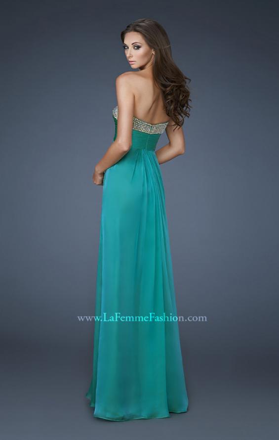 Picture of: Sweetheart Neck Dress with Rhinestones and Flowy Skirt in Green, Style: 18566, Back Picture