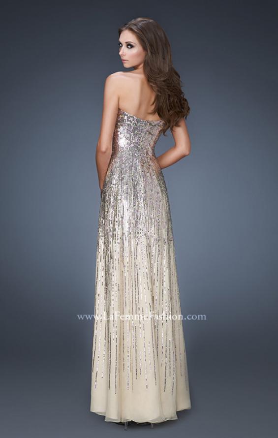 Picture of: Sweetheart Neckline Prom Dress with Cascading Sequins in Nude, Style: 18590, Back Picture