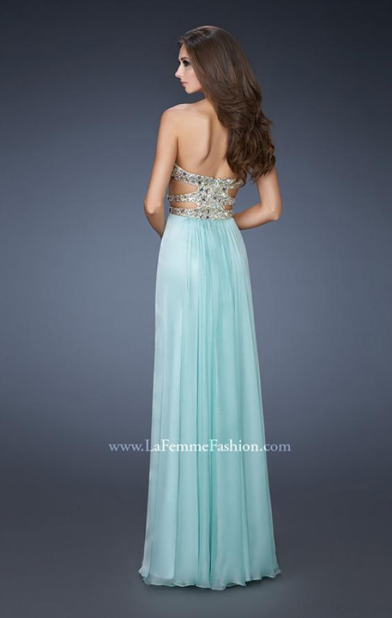 Picture of: Stone Embellished Prom Dress with Sequins and Cut Outs in Blue, Style: 18602, Back Picture