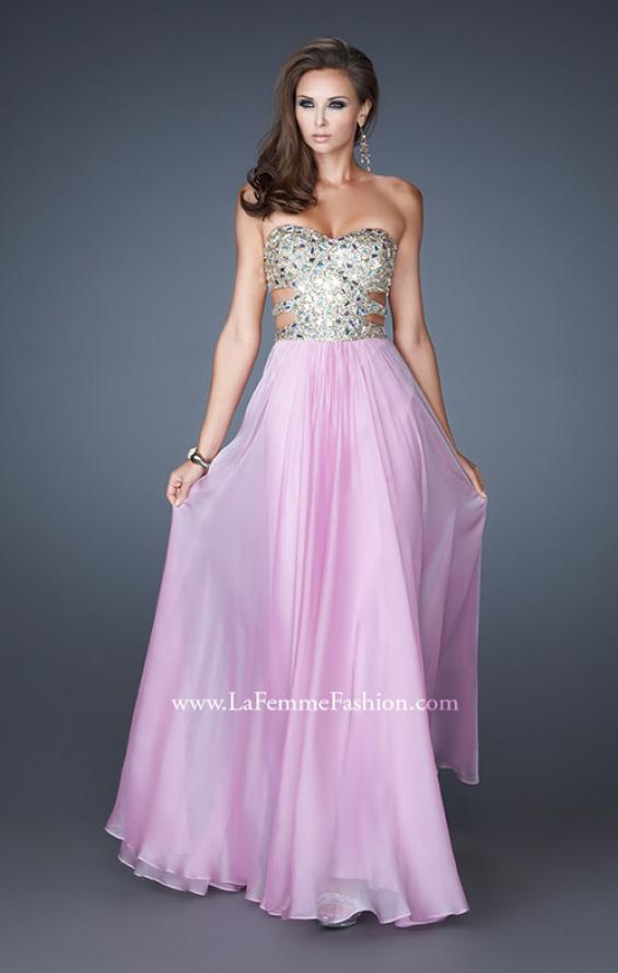 Picture of: Stone Embellished Prom Dress with Sequins and Cut Outs in Purple, Style: 18602, Detail Picture 4