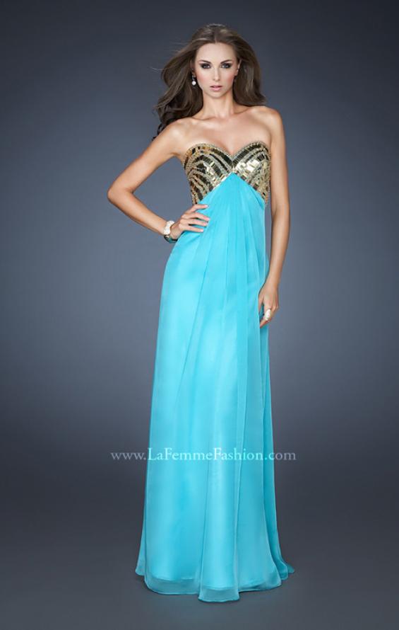 Picture of: Empire Waist Chiffon Prom Dress with Embellished Straps in Blue, Style: 18608, Detail Picture 1