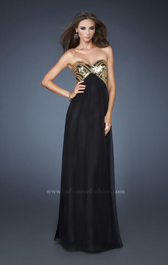 Picture of: Empire Waist Chiffon Prom Dress with Embellished Straps in Black, Style: 18608, Detail Picture 3