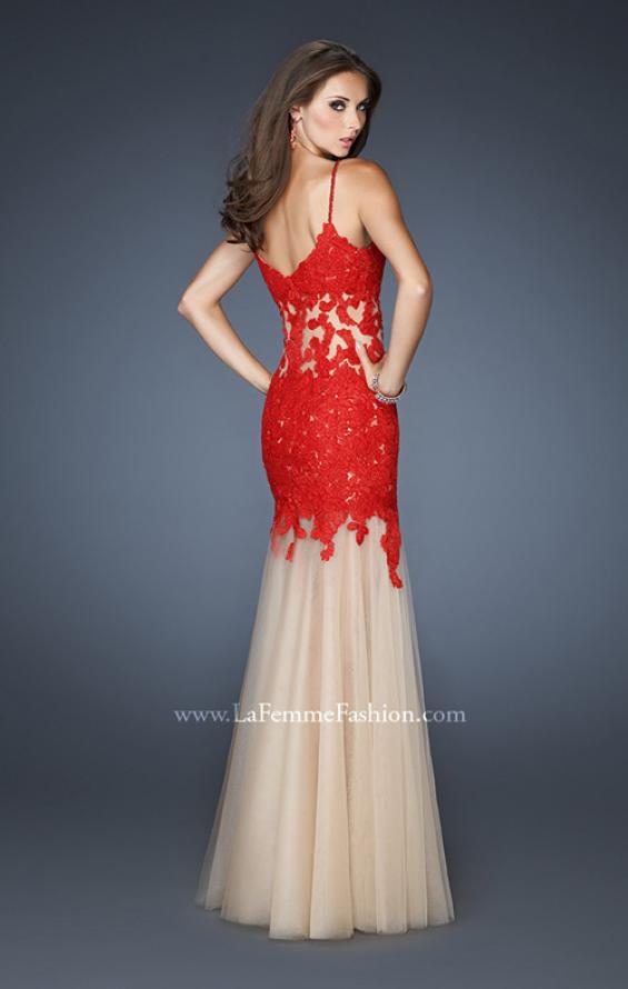 Picture of: Trumpet Style Prom Dress with Neckline and Thin Straps in Red, Style: 18675, Back Picture