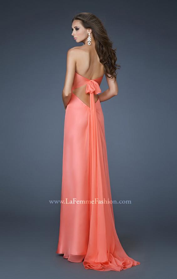 Picture of: Empire Waist Chiffon Dress with Beaded Bodice in Orange, Style: 18695, Back Picture