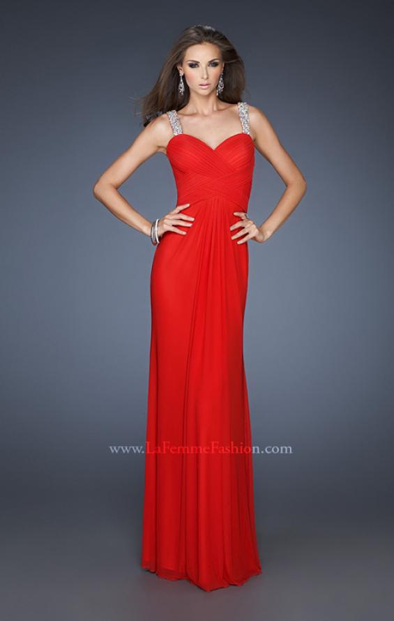 Picture of: Sequined One Shoulder Gown with Sweetheart Neckline in Red, Style: 18698, Detail Picture 1