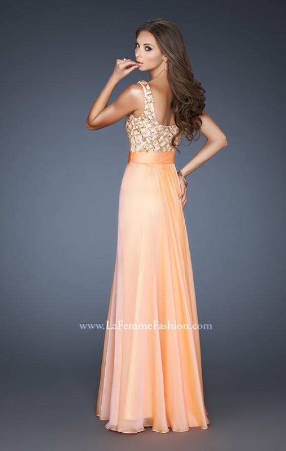 Picture of: A-line Chiffon Prom Dress with Scoop Back and Stones in Orange, Style: 18701, Back Picture
