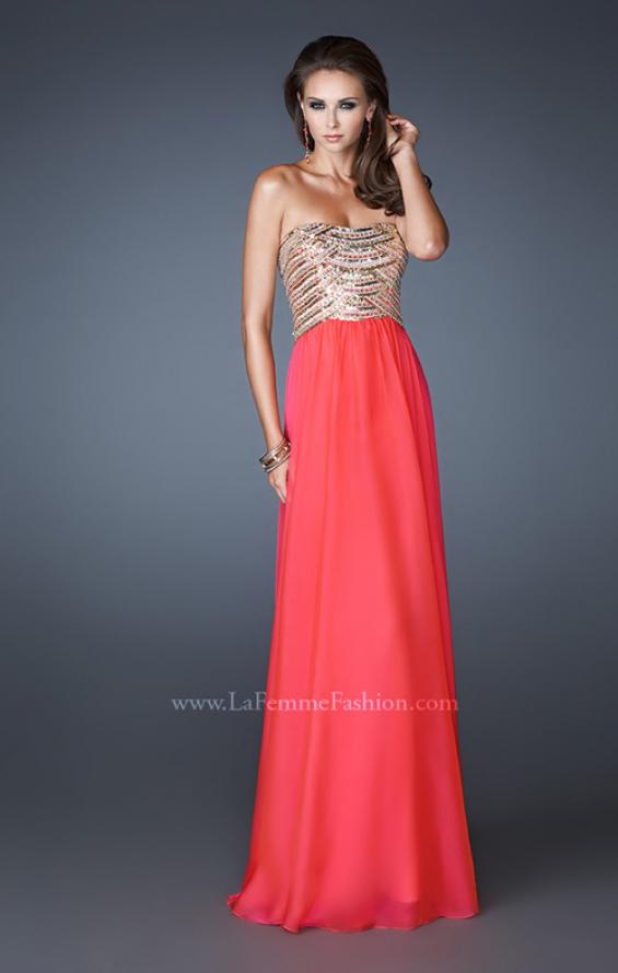 Picture of: Long A-line Dress with Sequined Bodice and Open Back in Pink, Style: 18708, Detail Picture 1