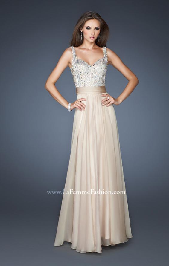 Picture of: Intricate Beaded Prom Dress with Gathered Waist in Nude, Style: 18713, Detail Picture 5