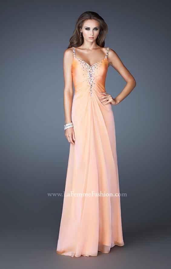Picture of: Chiffon Prom Dress with Beaded Bodice and Straps in Orange, Style: 18726, Detail Picture 2