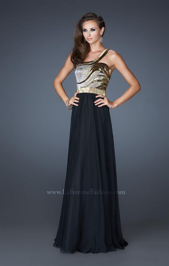 Picture of: Beaded Bodice Long Prom Dress with Open Back in Black, Style: 18743, Detail Picture 1