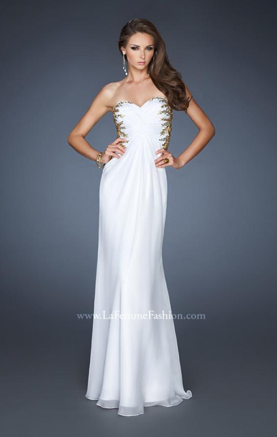 Picture of: Strapless Gown with Sweetheart Neck and Low Open Back in White, Style: 18761, Main Picture