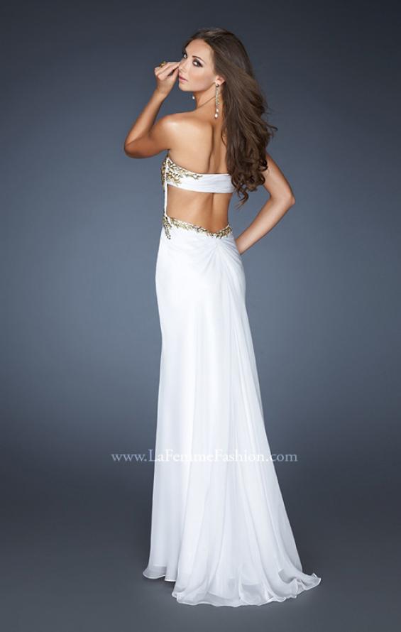 Picture of: Strapless Gown with Sweetheart Neck and Low Open Back in White, Style: 18761, Back Picture
