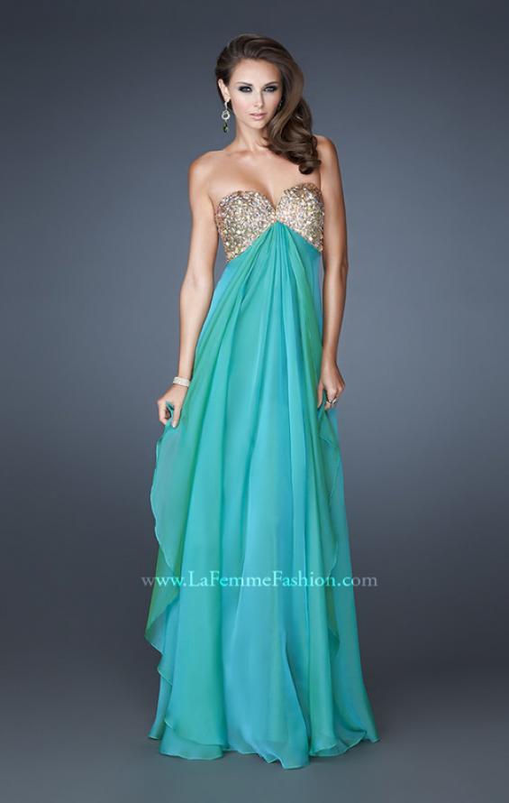 Picture of: Flirty Prom Dress with Sequins and Rhinestone Detail in Green, Style: 18774, Detail Picture 1