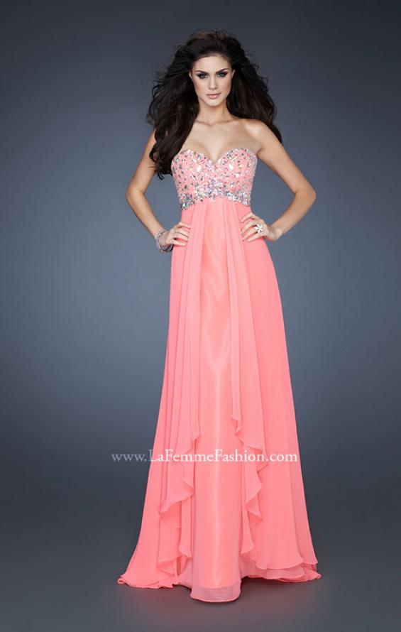 Picture of: Chiffon Dress with Beaded Bodice and Empire Waist in Orange, Style: 18803, Main Picture