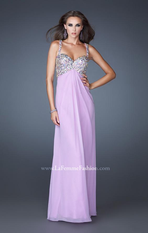 Picture of: Chiffon Prom Dress with Cut Out Back and Beading in Purple, Style: 18841, Back Picture
