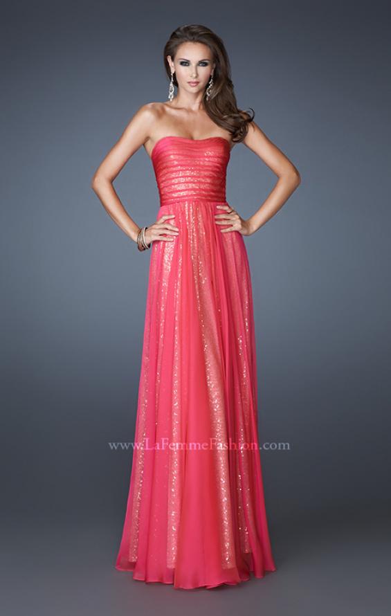 Picture of: Sequined Prom Dress with Chiffon Overlay and Gathers in Pink, Style: 18848, Detail Picture 1