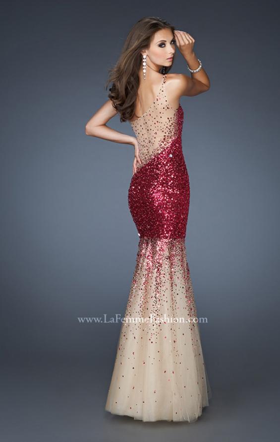 Picture of: One Shoulder Sequin Mermaid Prom Dress with Tulle Skirt in Pink, Style: 18936, Main Picture
