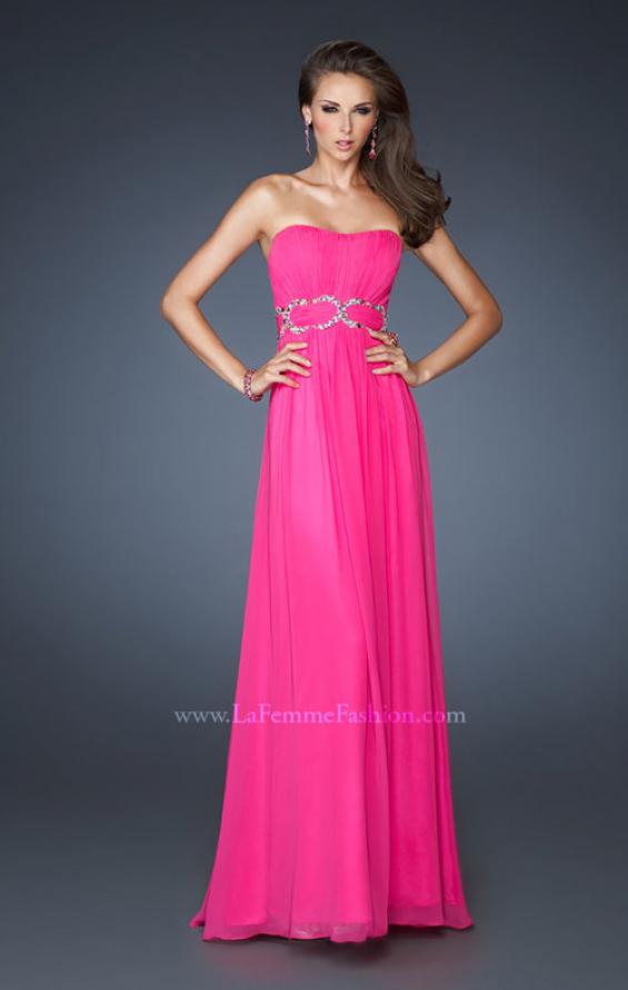 Picture of: Strapless Long Chiffon Prom Dress with Bedazzled Waist in Pink, Style: 18953, Main Picture