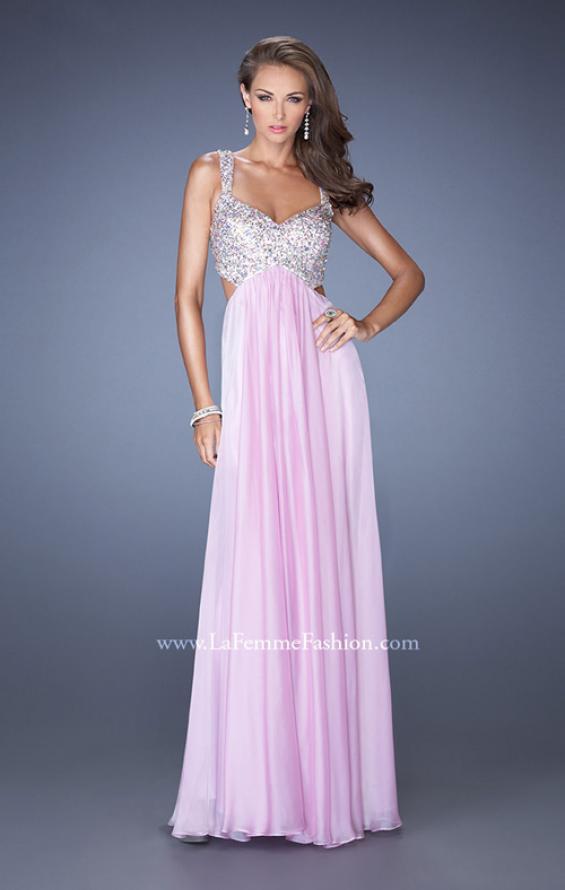 Picture of: Long Chiffon Prom Dress with Sequin Bra in Pink, Style: 18989, Detail Picture 2