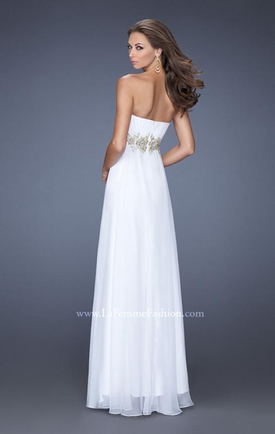 Picture of: Strapless Long A-line Prom Dress with Embellished Belt in Whtie, Style: 19130, Back Picture