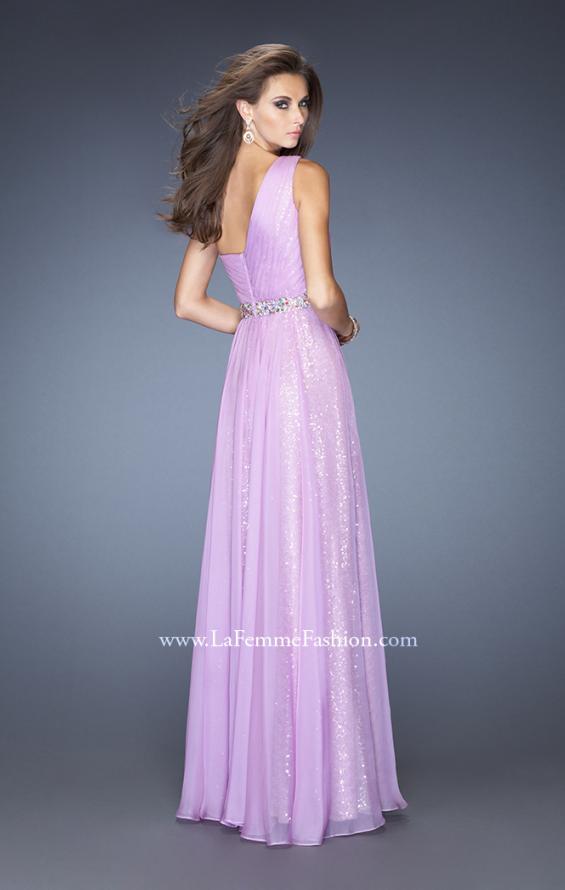 Picture of: One Shoulder Long Sequin Prom Dress with Chiffon Overlay in Purple, Style: 19280, Back Picture
