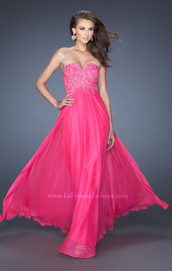 Picture of: Long Chiffon Strapless Prom Gown with Embellished Bodice in Pink, Style: 19366, Main Picture