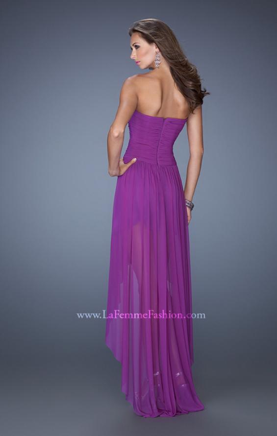 Picture of: High Low Strapless Prom Dress with a Drop Waist in Purple, Style: 19447, Back Picture